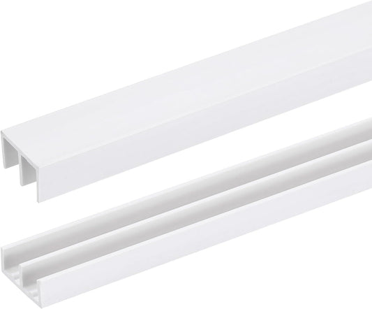 2 Set White Sliding Door Track 1/4 Inch Glass Panel Closet Cabinet Rail