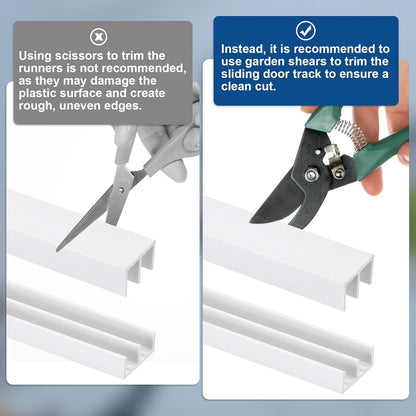 2 Set White Sliding Door Track 1/4 Inch Glass Panel Closet Cabinet Rail