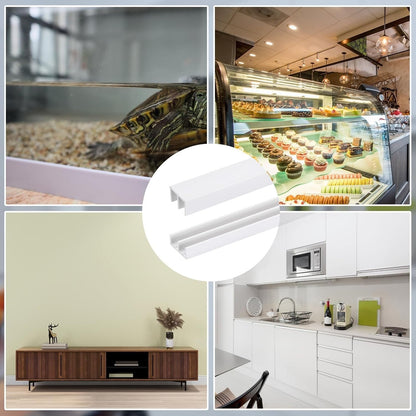 2 Set White Sliding Door Track 1/4 Inch Glass Panel Closet Cabinet Rail