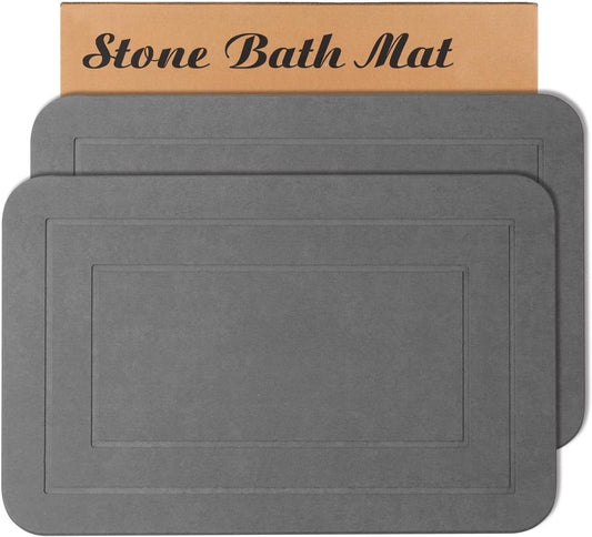 2 Pack Stone Bath Mat Diatomaceous Earth Non Slip Quick Dry Bathroom 24x15 cm