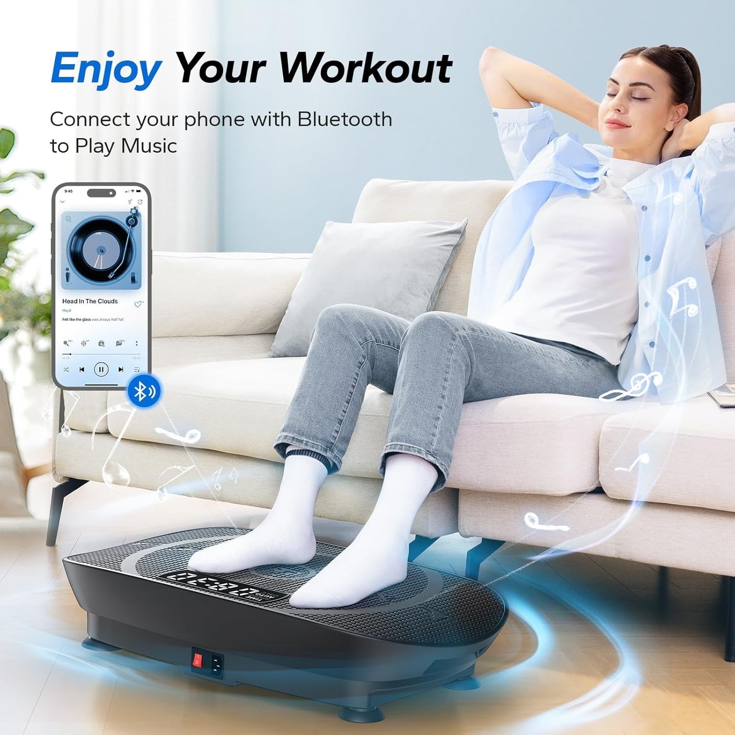 Vibration Plate Exercise Machine Whole Body Workout Weight Loss Fitness Bluetoot