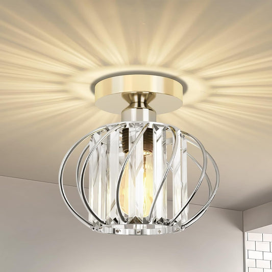 Modern LED Crystal Ceiling Light Chrome Chandelier Kitchen Hallway Bathroom Lamp