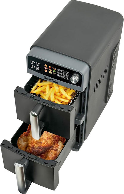 10L Dual Basket Air Fryer 2400W Double Drawer 9 in 1 Sync Match Family Size