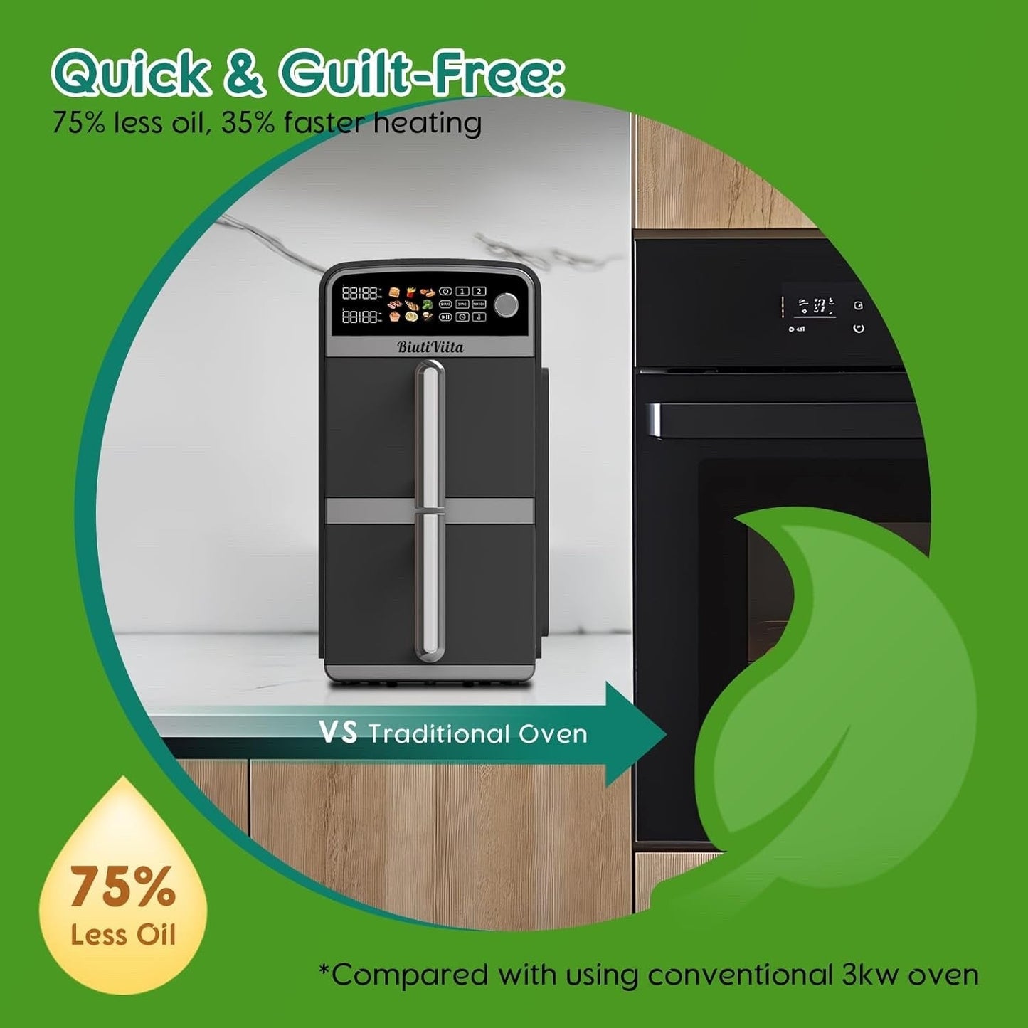 10L Dual Basket Air Fryer 2400W Double Drawer 9 in 1 Sync Match Family Size