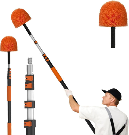 6m Telescopic Feather Duster Extendable Cobweb Brush Long Handle Ceiling Tool