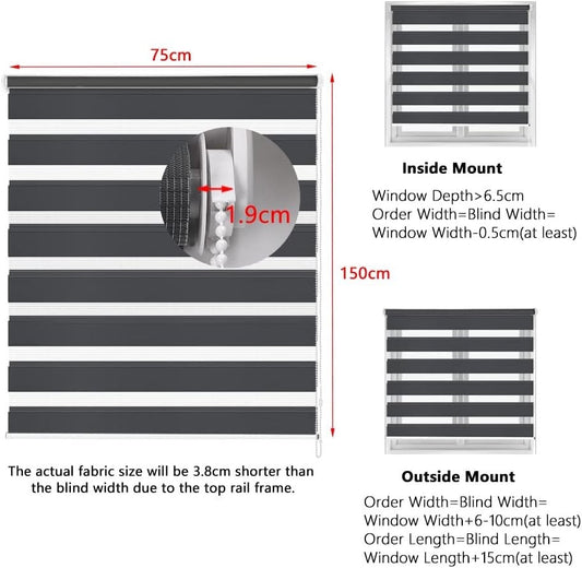 Day Night Zebra Roller Blind Dual Layer Light Filtering Window Shade Kokorona