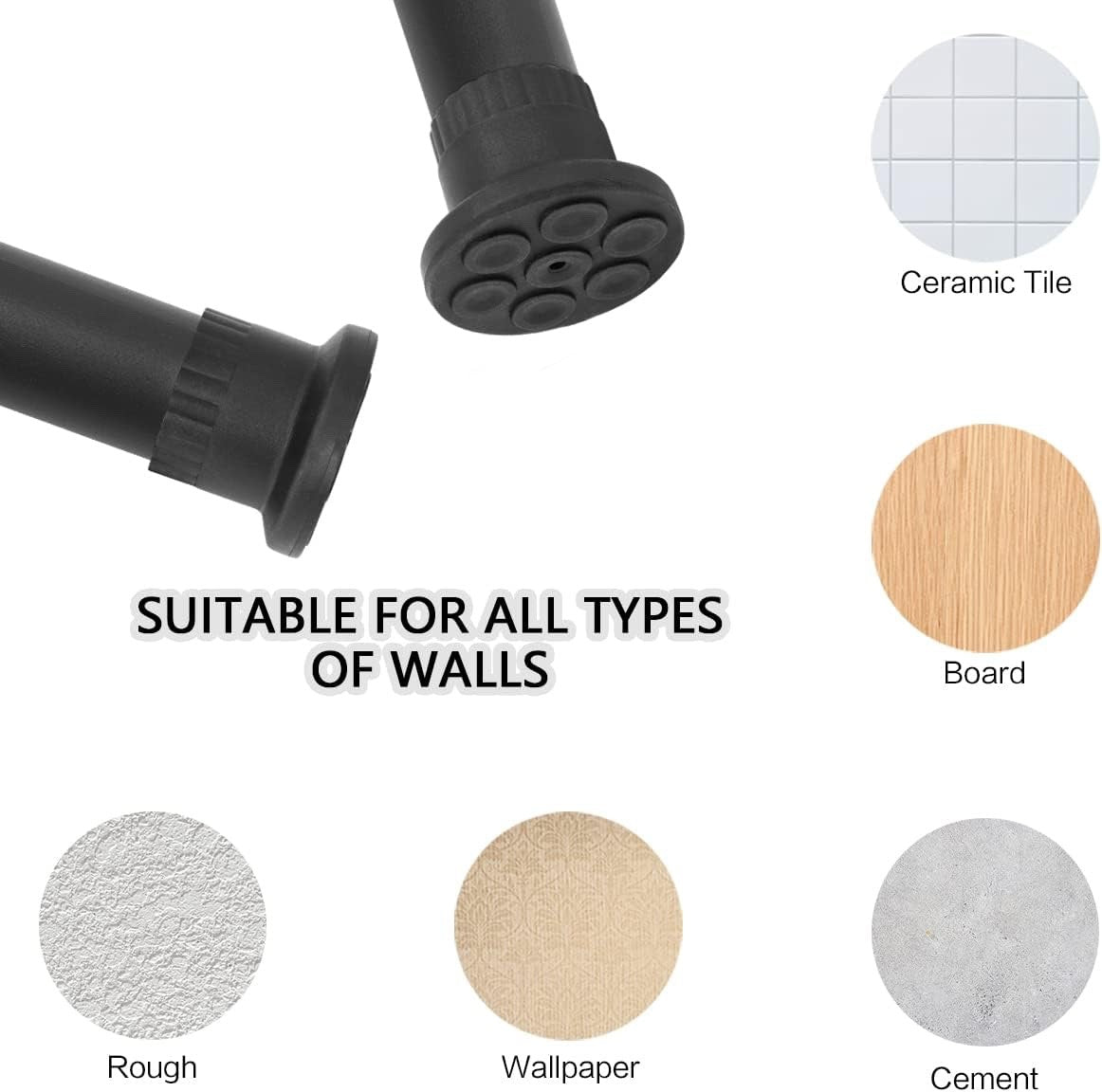 Heavy Duty Tension Shower Curtain Rail Adjustable Rustproof Bathroom Rod Vailge