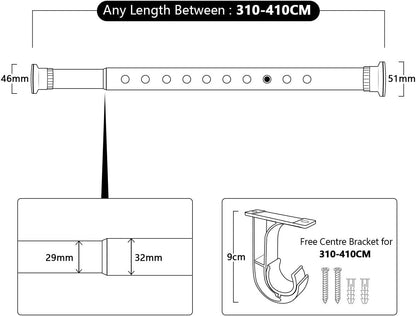 Heavy Duty Tension Shower Curtain Rail Adjustable Rustproof Bathroom Rod Vailge
