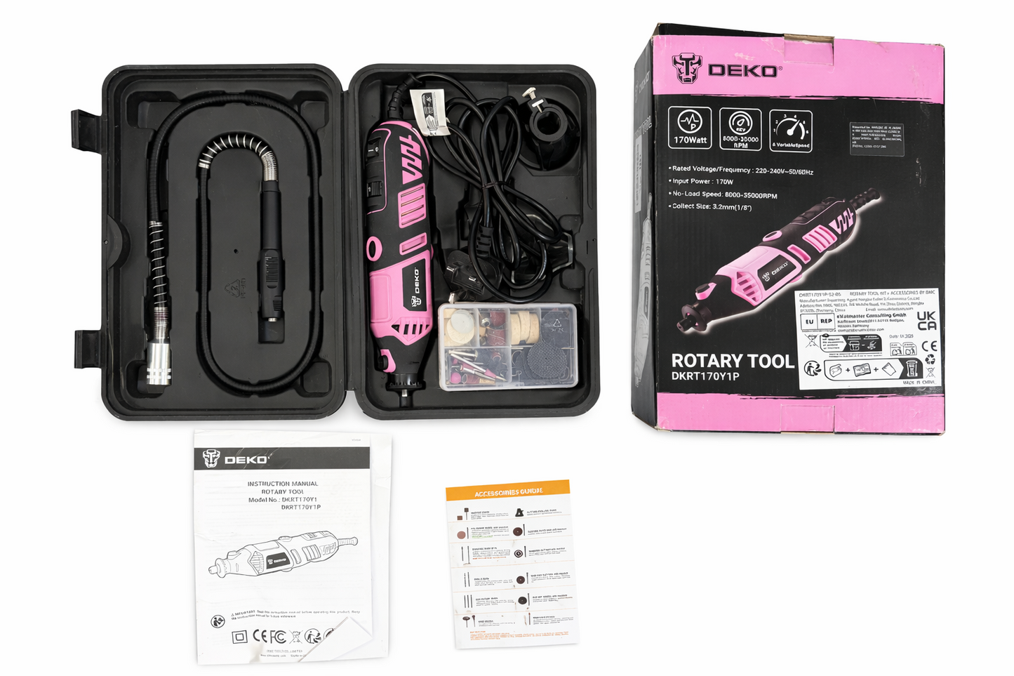 170W Rotary Tool Kit 126pc Electric Drill Set Flex Shaft Sand Grind Engrave DIY