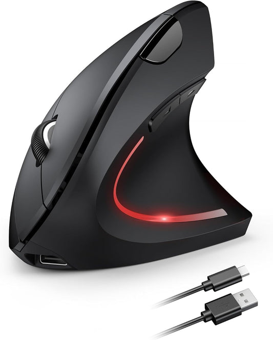 Ergonomic Vertical Mouse Wireless Rechargeable 4800 DPI Silent USB PC Laptop