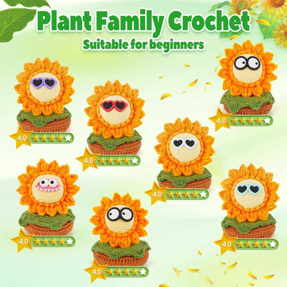 Crochet Kit Beginner Sunflower DIY Yarn Set Hooks Video Tutorial Craft Kit Wilshin