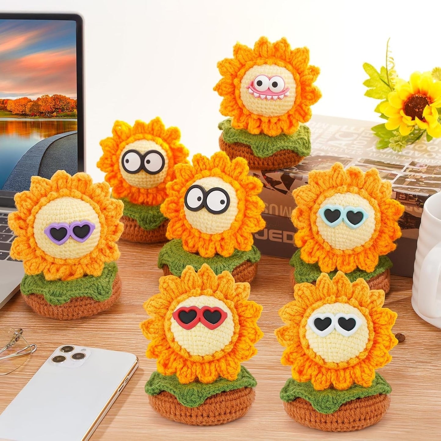 Crochet Kit Beginner Sunflower DIY Yarn Set Hooks Video Tutorial Craft Kit Wilshin