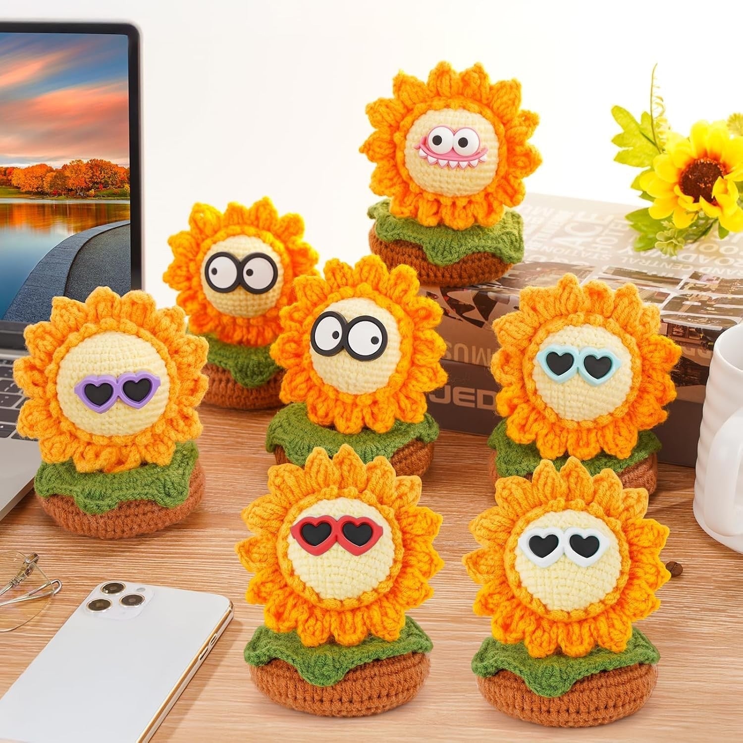 Crochet Kit Beginner Sunflower DIY Yarn Set Hooks Video Tutorial Craft Kit Wilshin