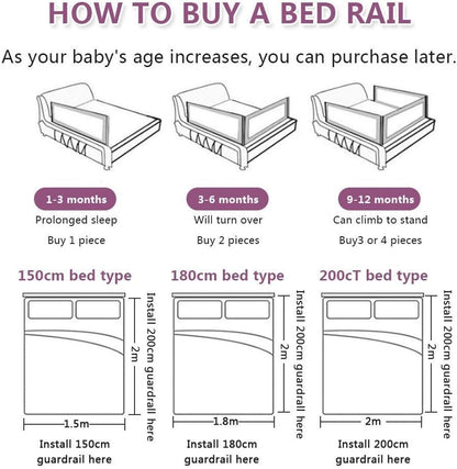 Toddler Bed Rail 150cm Extra Long Safety Guard Fold Down Swing Kids Bedrail nobranded