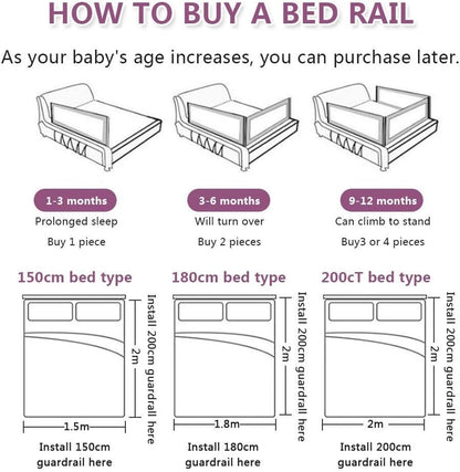 Toddler Bed Rail 150cm Extra Long Safety Guard Fold Down Swing Kids Bedrail nobranded