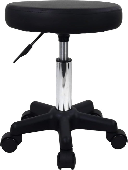 Rolling Stool Adjustable Swivel Chair Black Faux Leather Salon Spa Wheels Furwoo