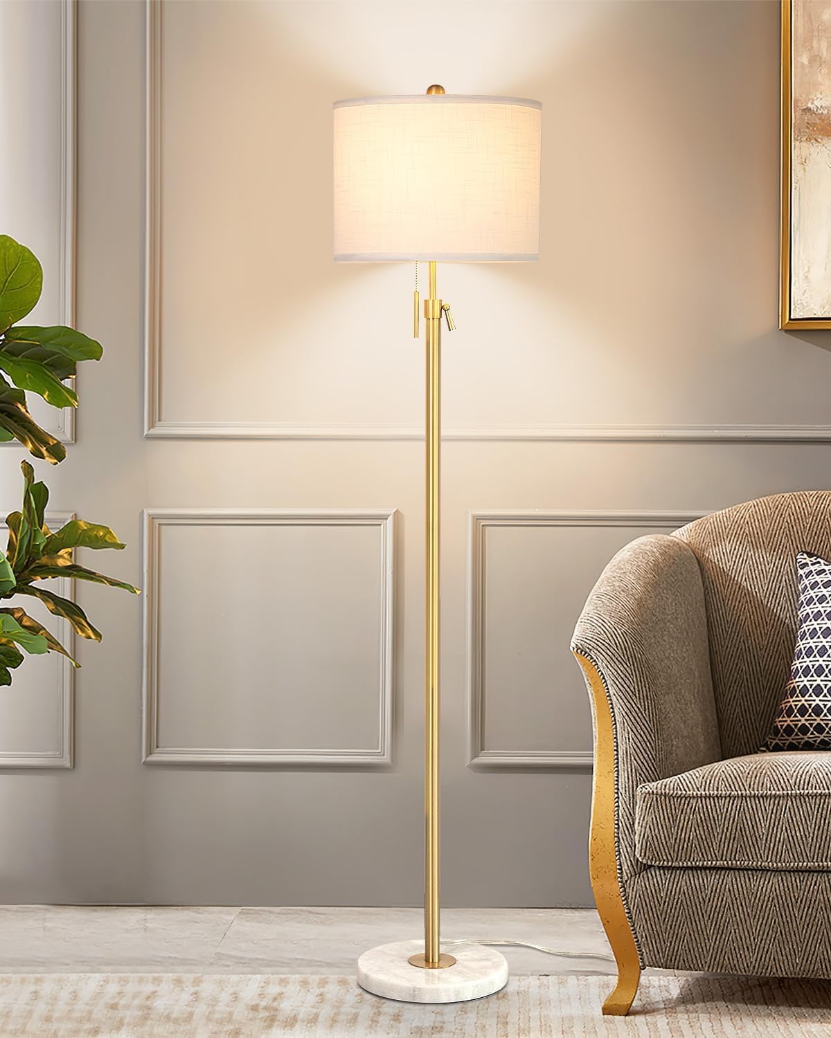 Gold Floor Lamp Living Room Modern Floor Standing with Lampshade 3 Colours