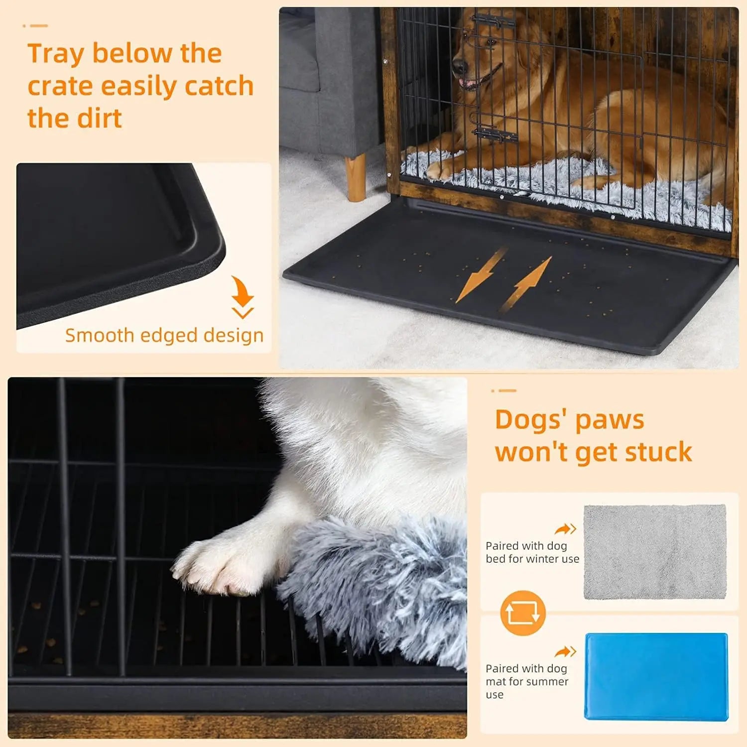 BingoPaw Wooden Dog Crate Furniture: 38 inch Medium Fancy Wood Top BingoPaw