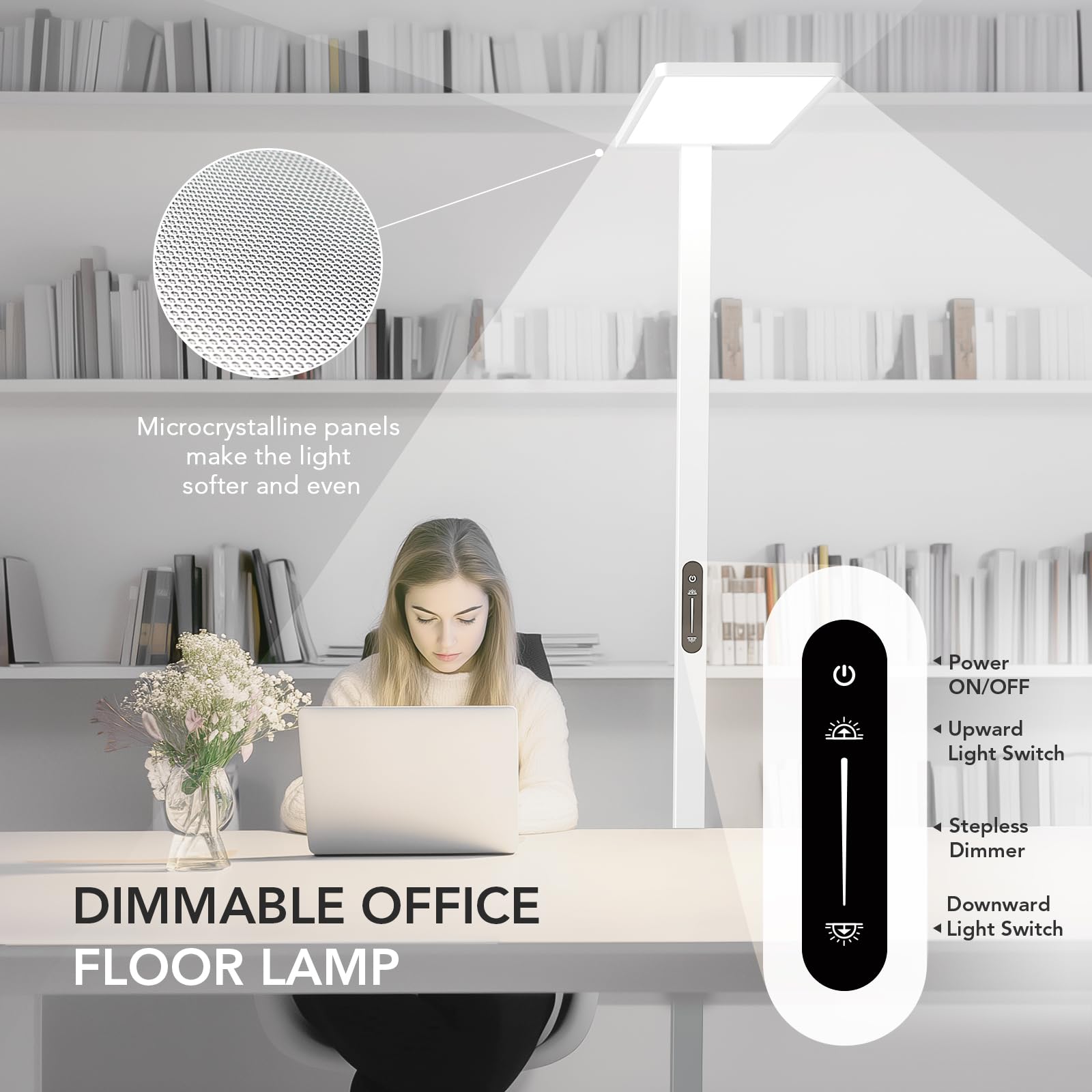 LED Floor Lamp 120W 10000LM Touch Dimmable Tall Reading Light 4000K Home Office