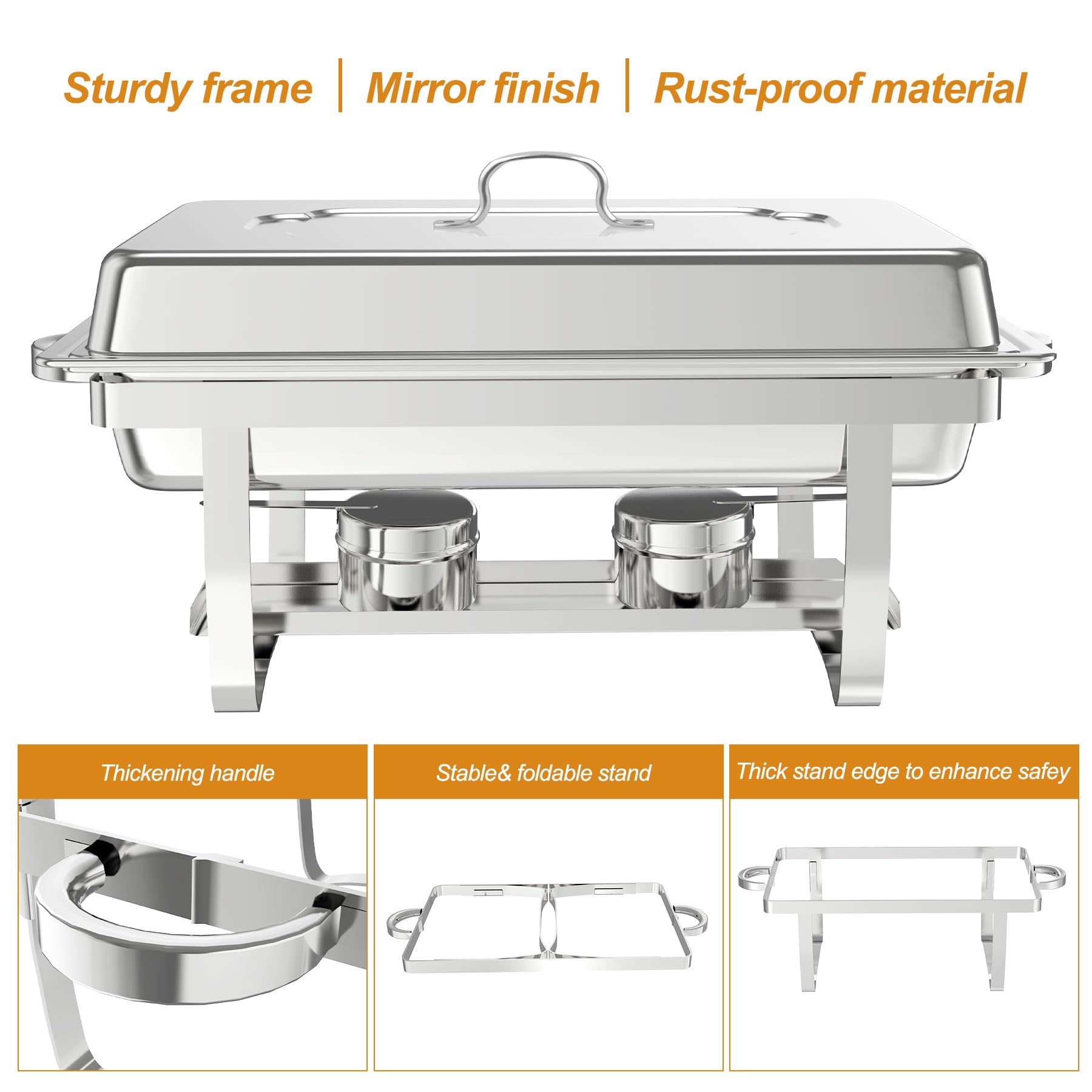 2x 9L Stainless Steel Chafing Dish Buffet Set Food Warmer for Catering & Parties