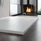 ELEGANT 1200x800mm White Slate Effect Lightweight Rectangular Shower Tray Waste