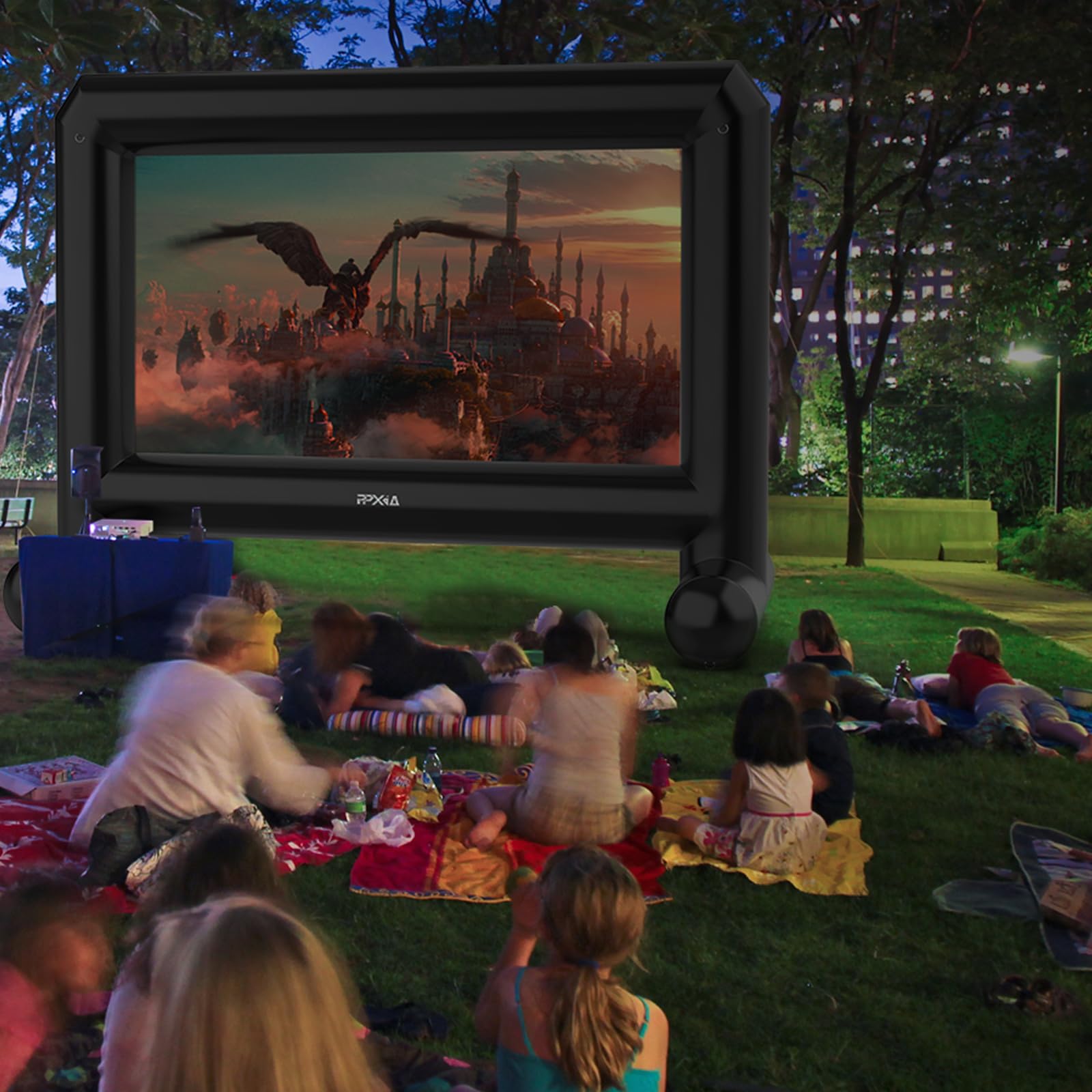 PPXIA 15ft Inflatable Outdoor Movie Screen with Air Blower & Storage Bag