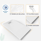 ELEGANT 1200x800mm White Slate Effect Lightweight Rectangular Shower Tray Waste