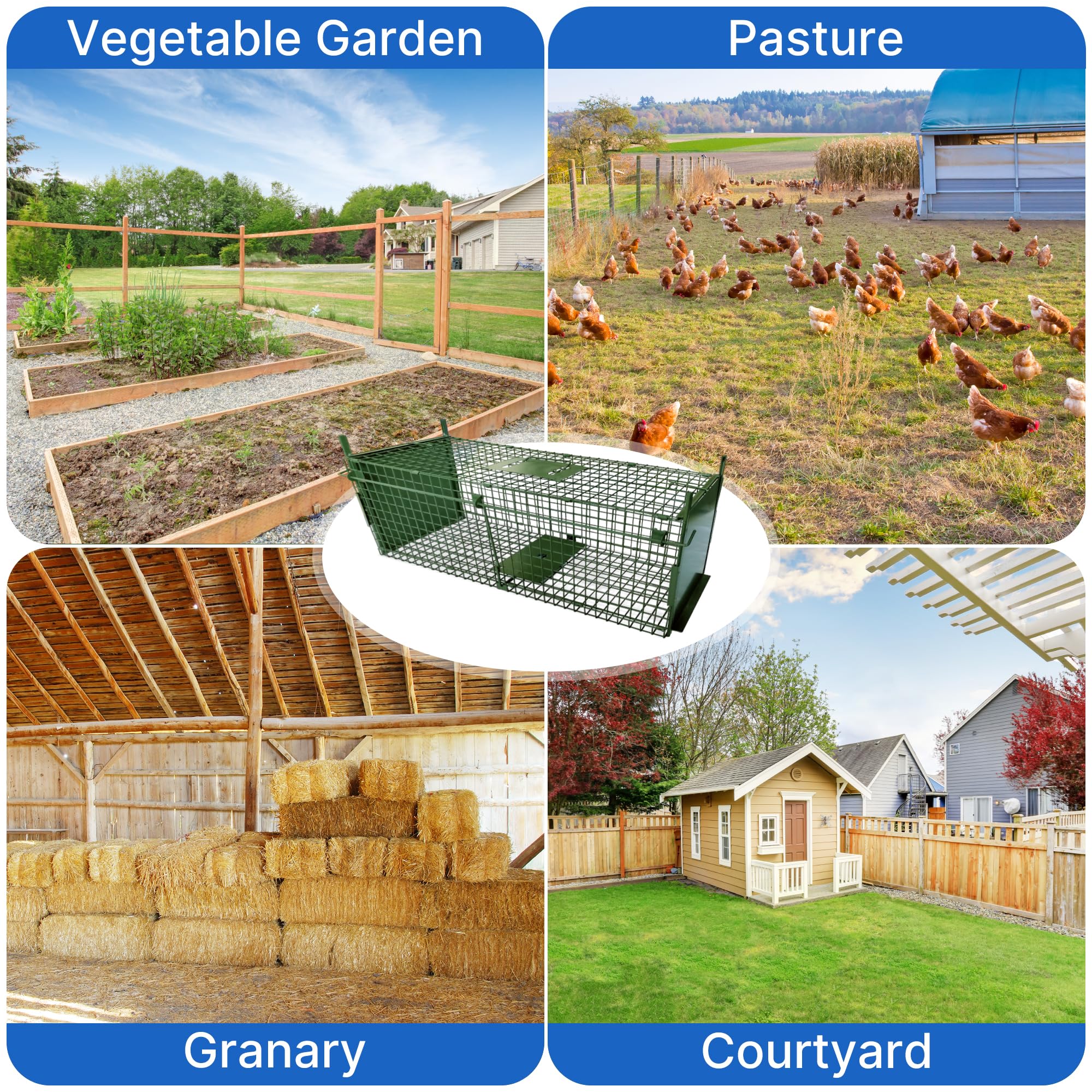 ARIFARO Humane Live Animal Trap Double Door Metal Cage 100x29x30cm