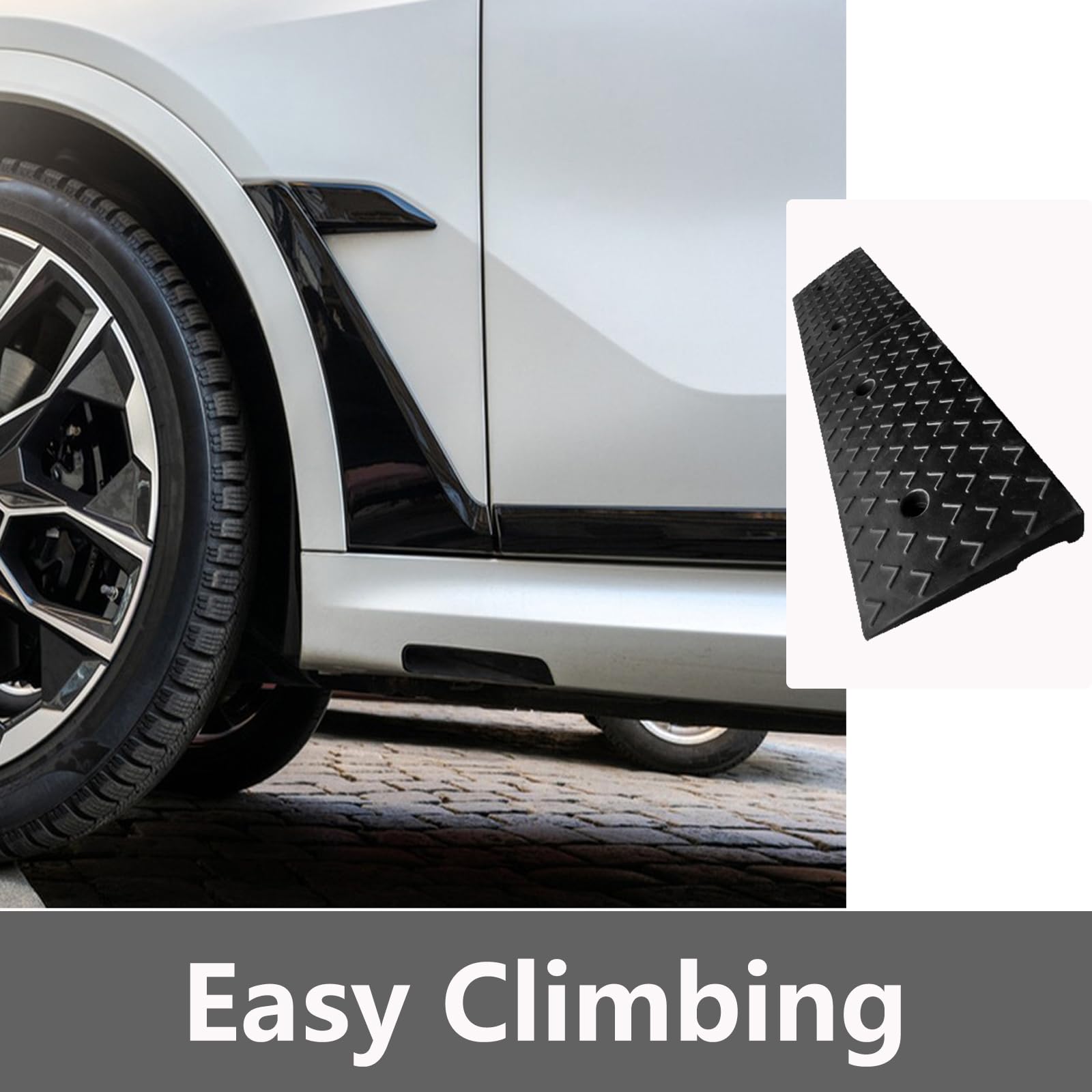 Bimiti 2" Rise Rubber Kerb Ramp 100x25x5cm Non Slip Threshold Driveway Ramp