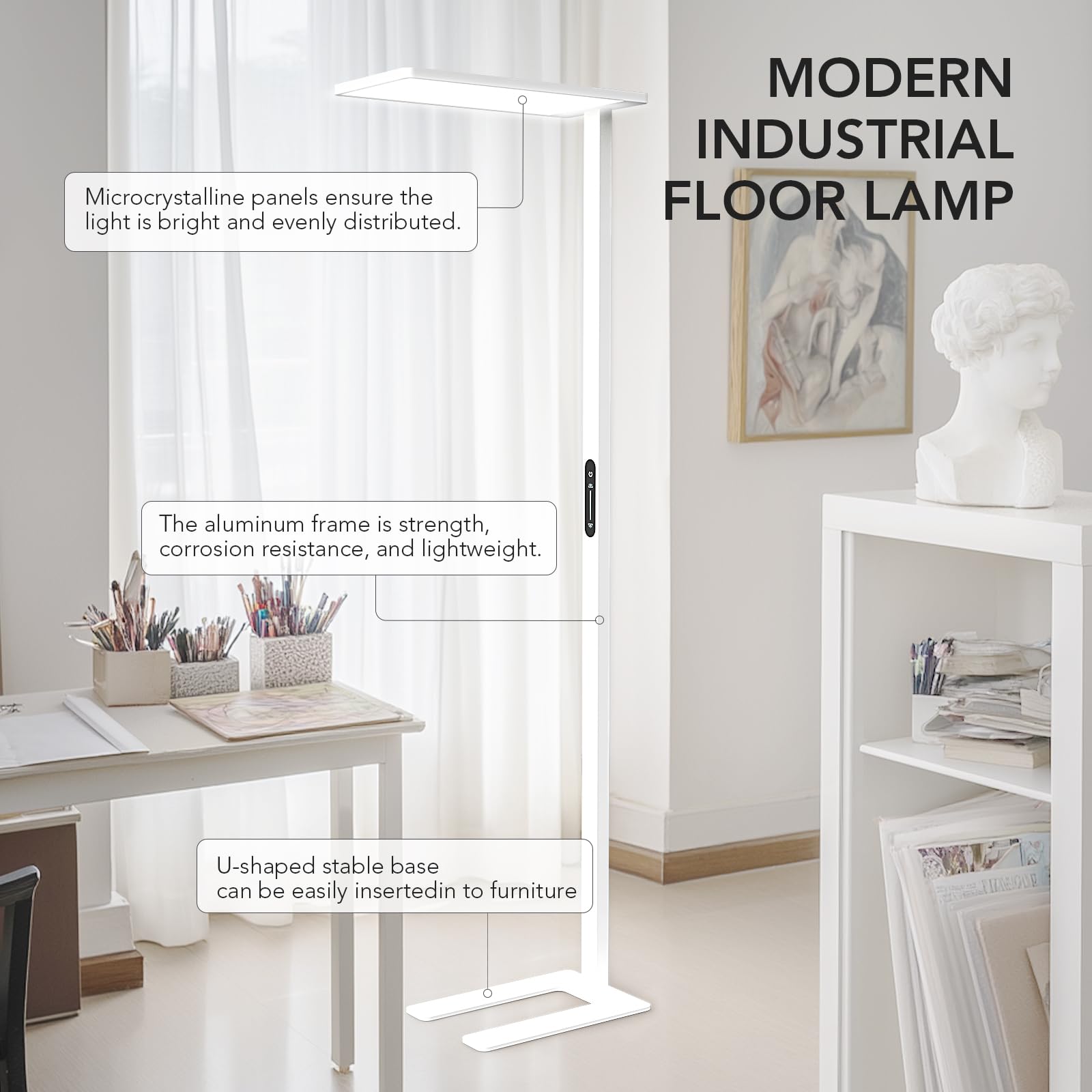 LED Floor Lamp 120W 10000LM Touch Dimmable Tall Reading Light 4000K Home Office