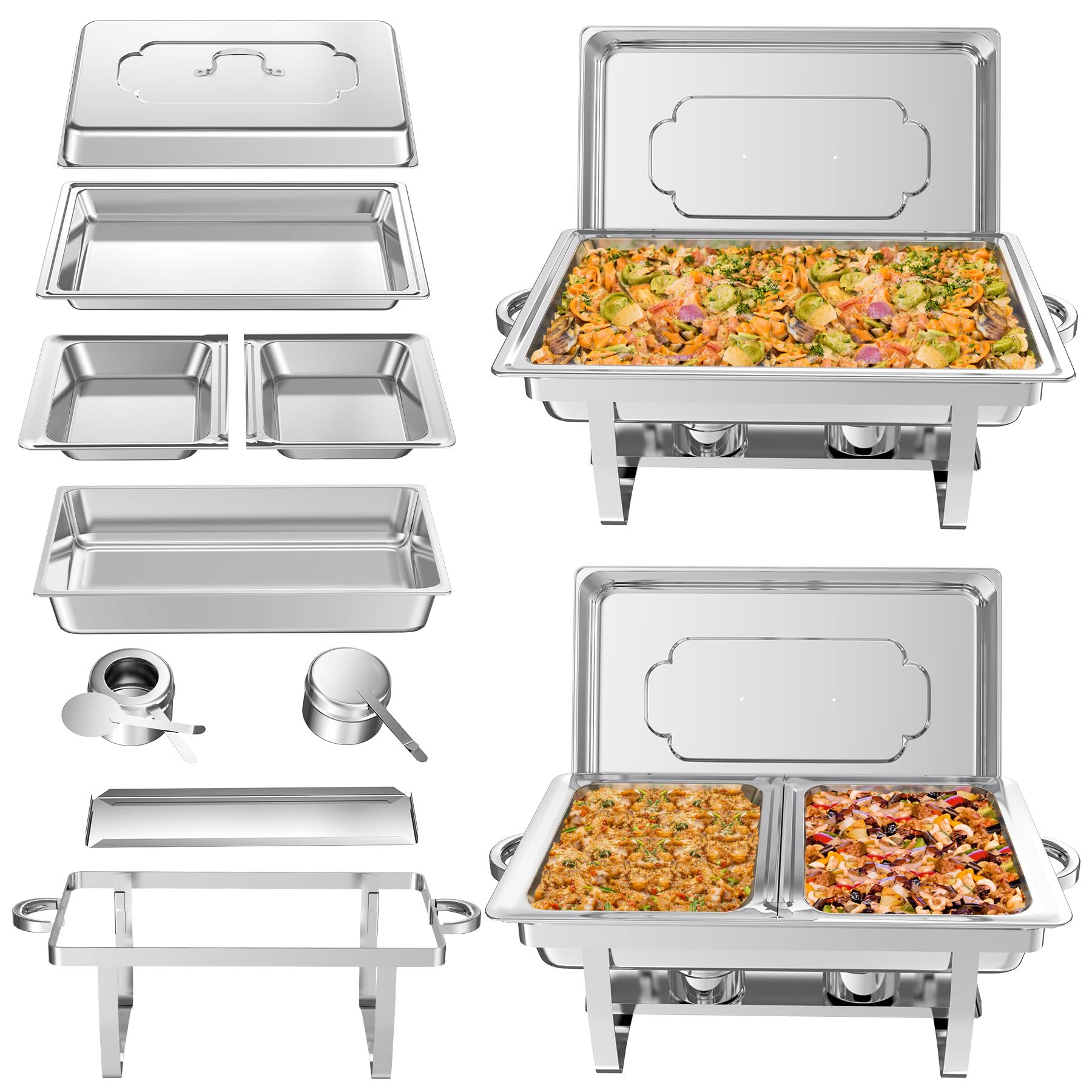 2x 9L Stainless Steel Chafing Dish Buffet Set Food Warmer for Catering & Parties